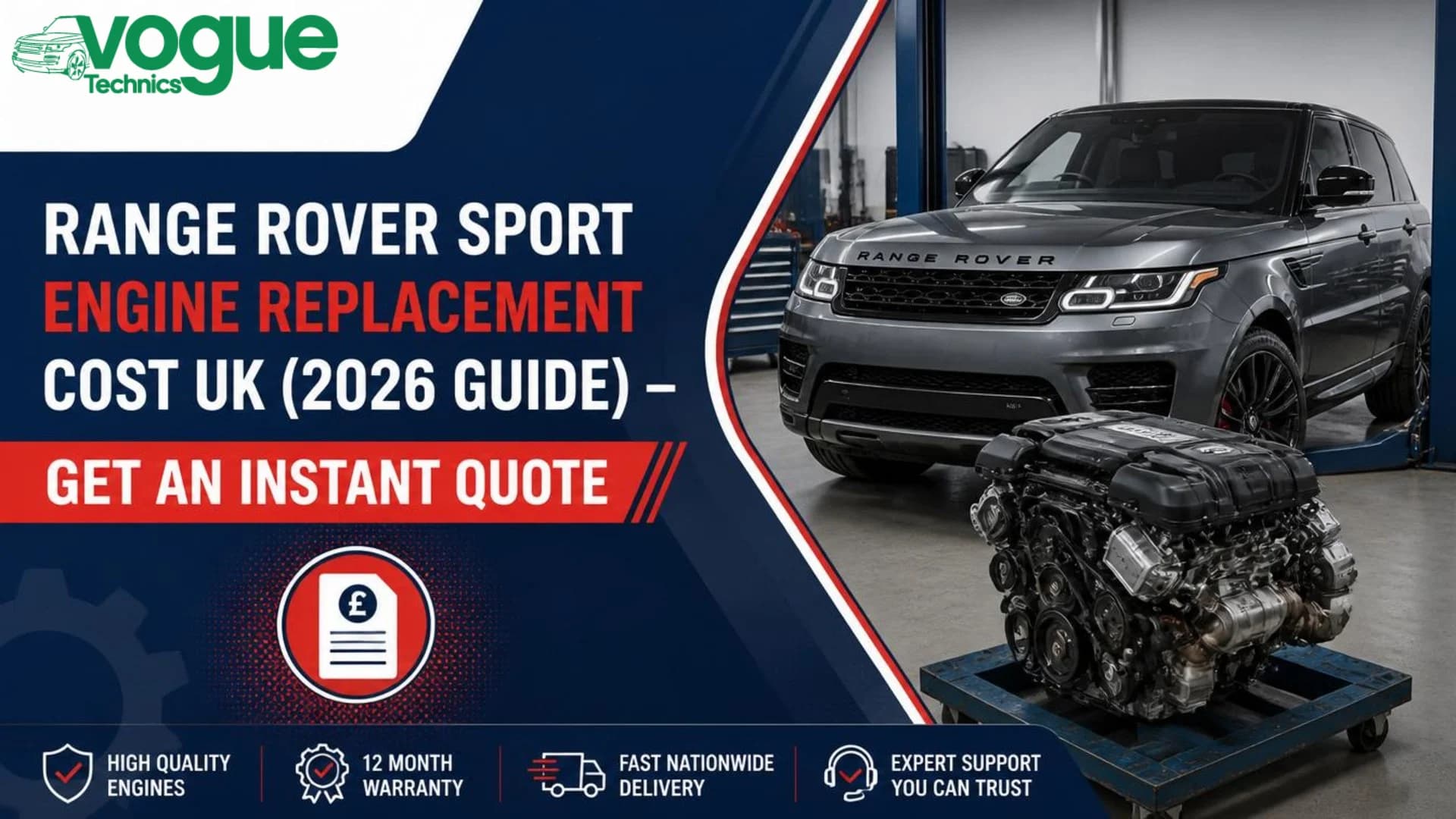 Range Rover Sport Engine Replacement Cost UK (2026 Guide) – Get an Instant Quote