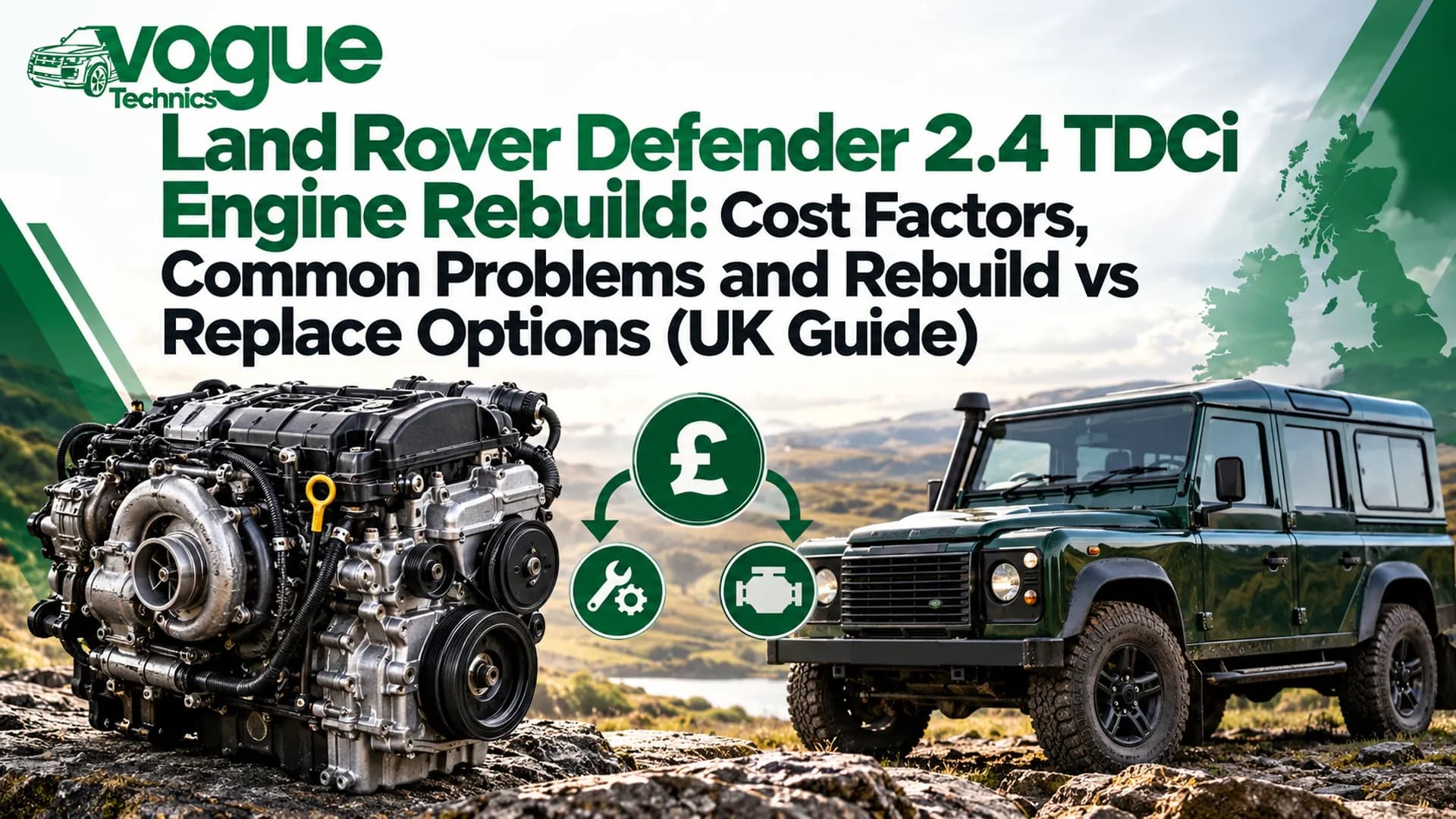 Land Rover Defender 2.4 TDCi Engine Rebuild: Cost Factors, Common Problems and Rebuild vs Replace Options (UK Guide)